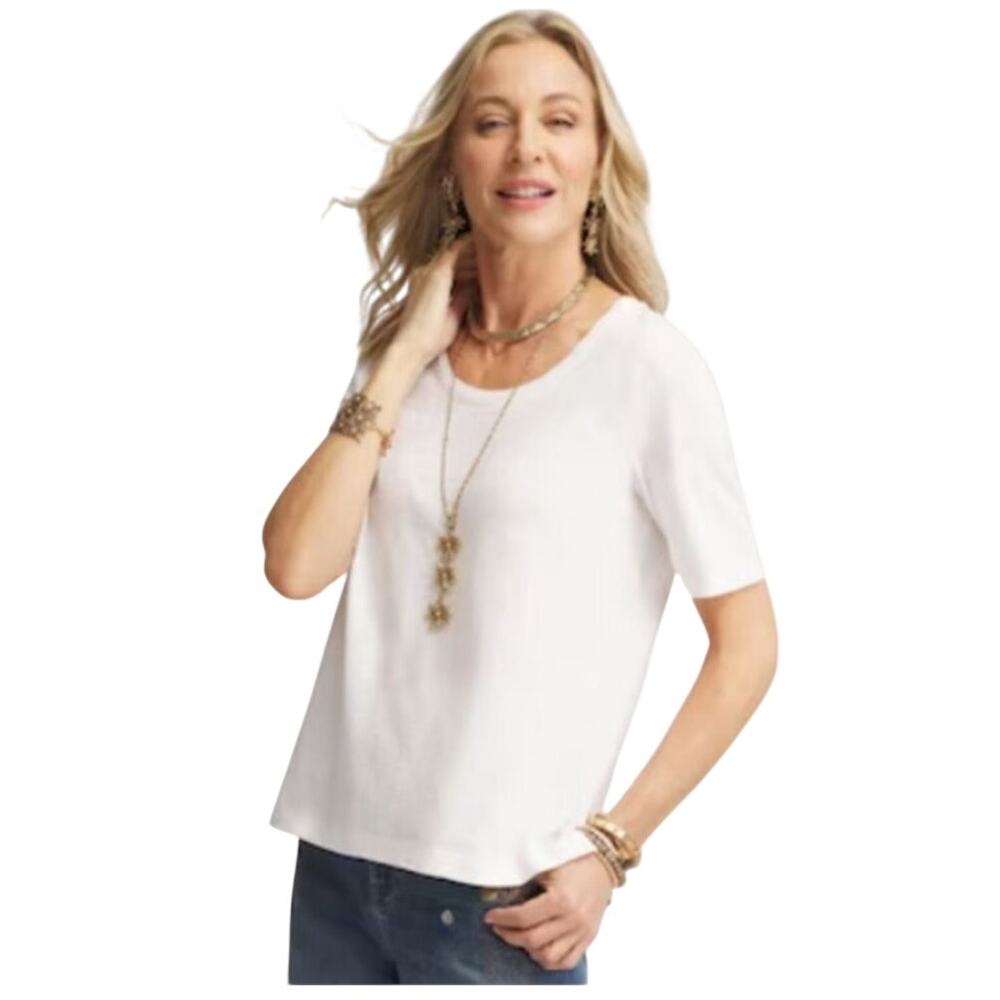 Chico's The Ultimate Tee Cotton Scoopneck Sz Large